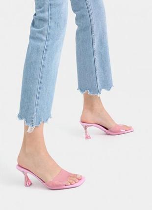 👡 расовые прозрачные шлепанцы сабо bershka 👡