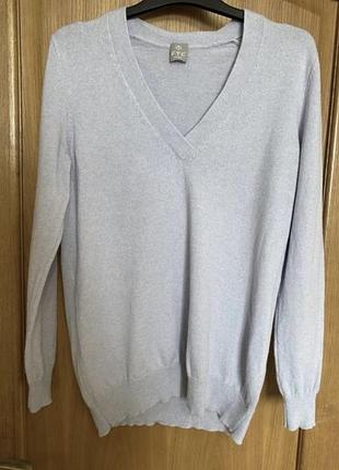 Нежно голубого цвета тонкий кашемировый джемпер 46-50 р