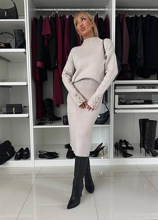Стильний елегантний костюм з ангори: спідниця та светр 👜🌂 кофта юбка