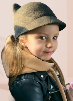 H&m детская черная шерстяная шляпа, жокейка, кепка с ушками 8-12 лет