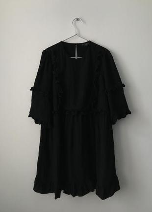 Платье с рюшами в стиле baby doll asos in the style черное свободное платье бэби долл рюши оборки5 фото