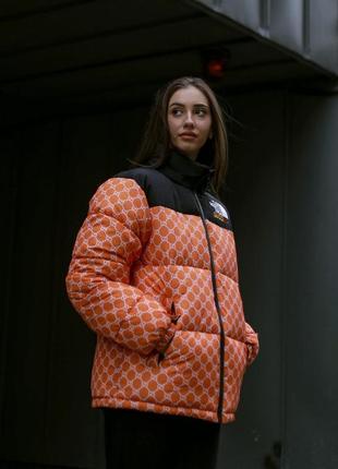 Куртка пухова tnf gucci помаранч2 фото