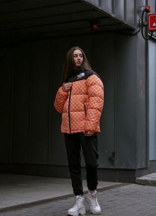 Куртка пухова tnf gucci помаранч4 фото