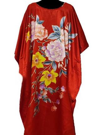 Шелковое платье кимоно цветы