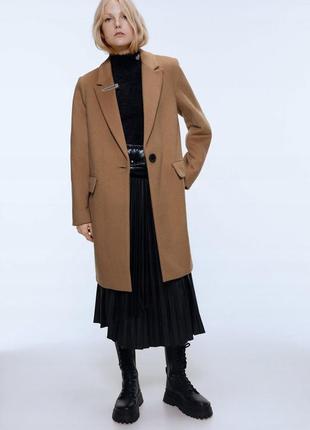 Шерстяное пальто цвета camel zara осеннее бежевое пальто из шерсти бежевого цвета шерсть осень