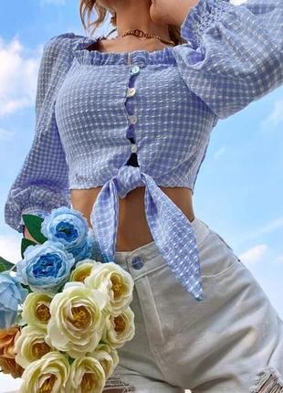 🖤укороченная блузка топ в клетку zara🖤