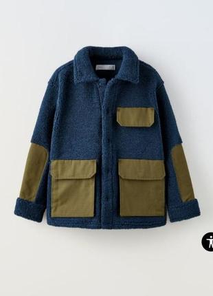 Zara h&m mango gap george стильный бомбер шерпа подростковая демисезонная стеганная куртка с ткани шерпа из новой коллекции zara на мальчика р.164 см