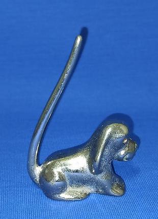 Подставка для колец серебристая собака