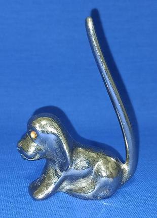 Подставка для колец серебристая собака