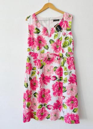 Стильне лляне плаття у квітковий принт розмір батал2 фото