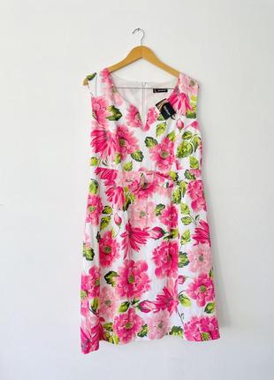 Стильне лляне плаття у квітковий принт розмір батал3 фото