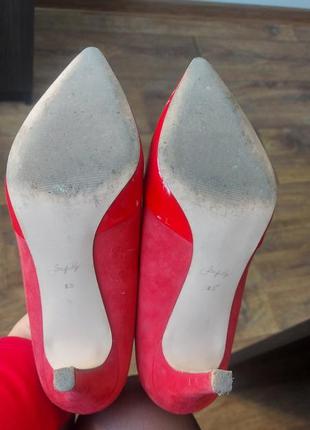 Туфлі червоні комбіновані (замш+лак)4 фото