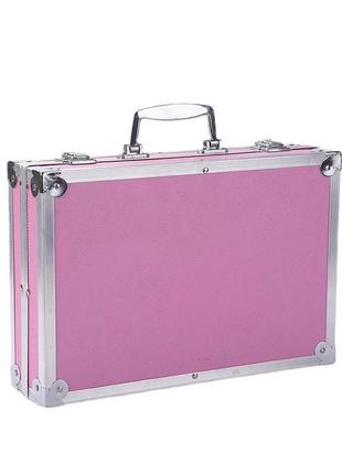 Полный набор косметики в кейсе, 30х21х6,5см, розовый. бьюти кейс с косметикой /...