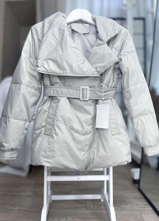 Легка демісезонна жіноча курточка з поясом m,l,xl,xxl світло-бежева