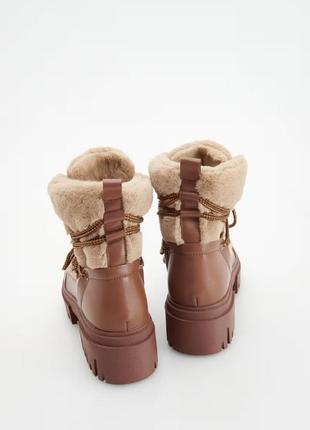 Шкіряні черевики бежеві, коричневі зимові теплі з хутром фірмові reserved3 фото