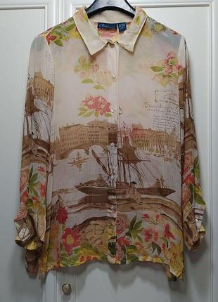 Блуза, сорочка,  віскоза, італійське місто, вінтаж, від artscapes