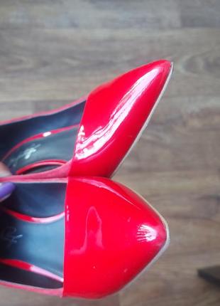 Туфлі червоні комбіновані (замш+лак)5 фото