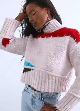 Свитер свободного кроя с высоким горлом от zara.