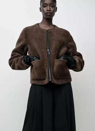 Куртка женская искусственная овчина коричневая zara new
