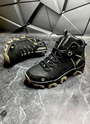 Мужские зимние кроссовки merrell ботинки натуральная кожа черного цвета, зимние высокие кроссовки, ботинки2 фото