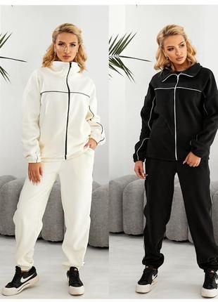 Теплый спортивный прогулочный флисовый костюм