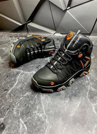 Мужские зимние кроссовки merrell ботинки натуральная кожа черного цвета, зимние высокие кроссовки, ботинки