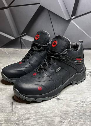 Мужские зимние спортивные ботинки кроссовки из натуральной кожи в стиле merrell