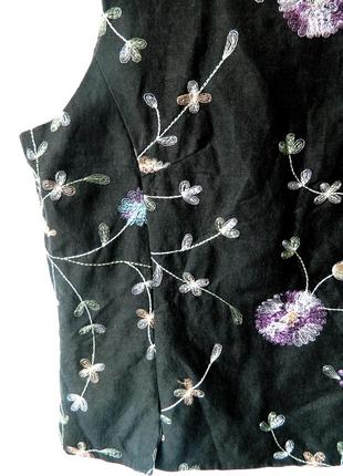 Натуральний шовк льон топ корсет британія anne carson l xl вишивка квіти з вишивкою весна літо великий розмір3 фото