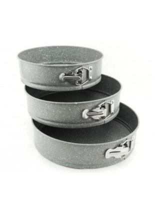 Набір круглих розбірних форм для торта 3 шт мармурове покриття