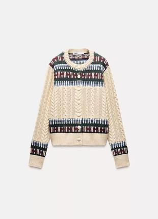 Кардиган женский жаккардовый zara new