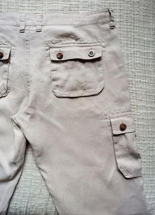Карго. льняные легкие летние брюки с карманами. унисекс. идеальное состояние. 100% лен5 фото