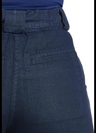 100% льняные бриджи темно-синие