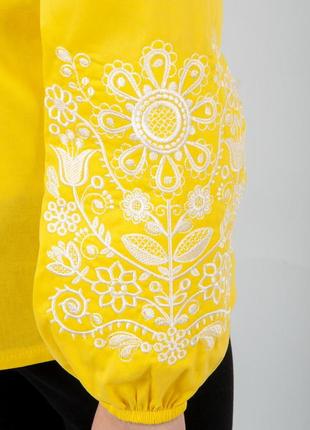 Желтая вышиванка для девушек, вышитая рубашка с длинным рукавом, красивая вышиванка для девушек, подростковая вышиванка хлопковая, желтая вышиванка6 фото