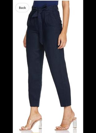 100% льняные бриджи темно-синие