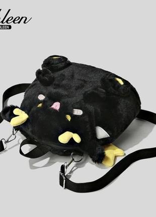 Рюкзак черный плюш дракончик в стиле харадзюка3 фото