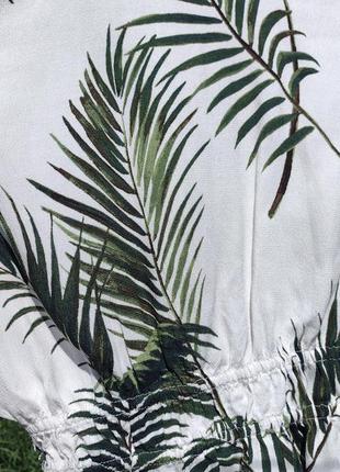 Тропическая красивая белая блуза топ с листьями h&m6 фото