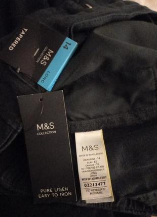 100% льняные бриджи темно-синие