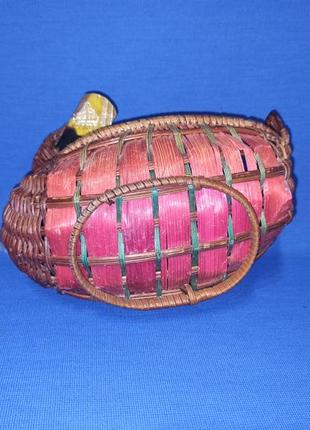 Утка плетенная винтажная из соломы корзинка декоративная старинная