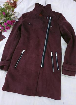 Удлиненная тёплая замшевая куртка-косуха,40-44разм, amisu.