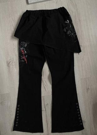 Готические брюки штаны клеш юбка y2k dollskill