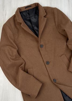 Коричневое шоколадное базовое стильное пальто 33% шерсть качественное2 фото