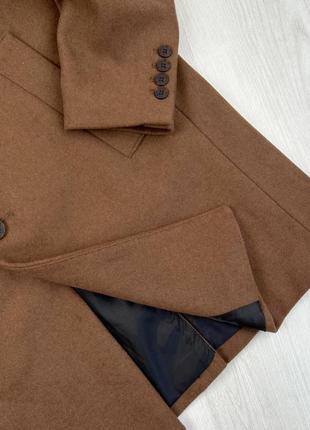 Коричневое шоколадное базовое стильное пальто 33% шерсть качественное4 фото