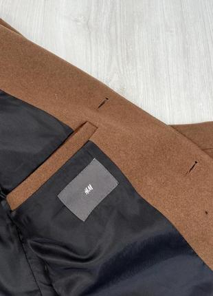 Коричневое шоколадное базовое стильное пальто 33% шерсть качественное8 фото