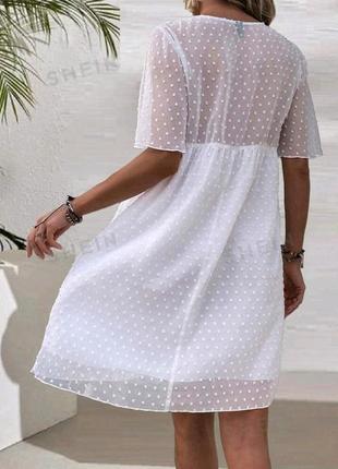 Платье мини белая вышивка3 фото