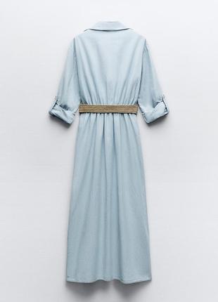 Платье-рубашка с пояском от zara, размер м*7 фото