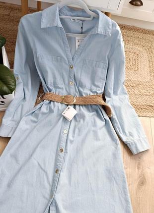 Платье-рубашка с пояском от zara, размер м*5 фото