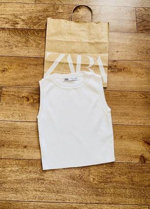 Zara белая женская майка ,укороченная футболка !оригинал!3 фото