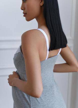 Ночная рубашка для беременных и кормящих мам трикотажная, серая4 фото