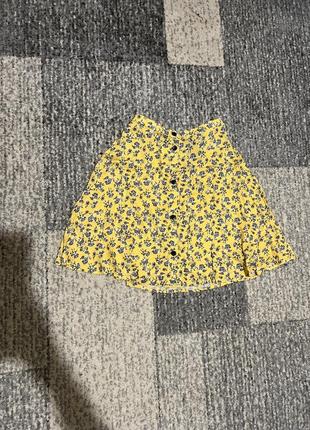 Желтая желтая юбка юбка мини миновал цветочный принт xs xxs2 фото