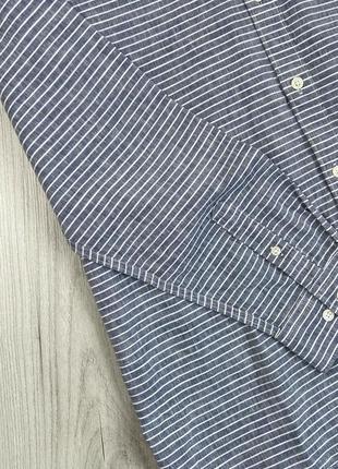 Лляна сорочка синя в смужку на літо топова якісна річ7 фото
